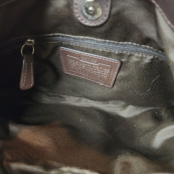 Vintage COACH SOHO SIGNATURE HOBO F17094 Khaki Mahogany Patent Leather Bag RARE - Picture 11 of 13